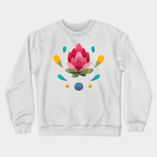 Light Open Simple Protea Bud Stamp Crewneck Sweatshirt